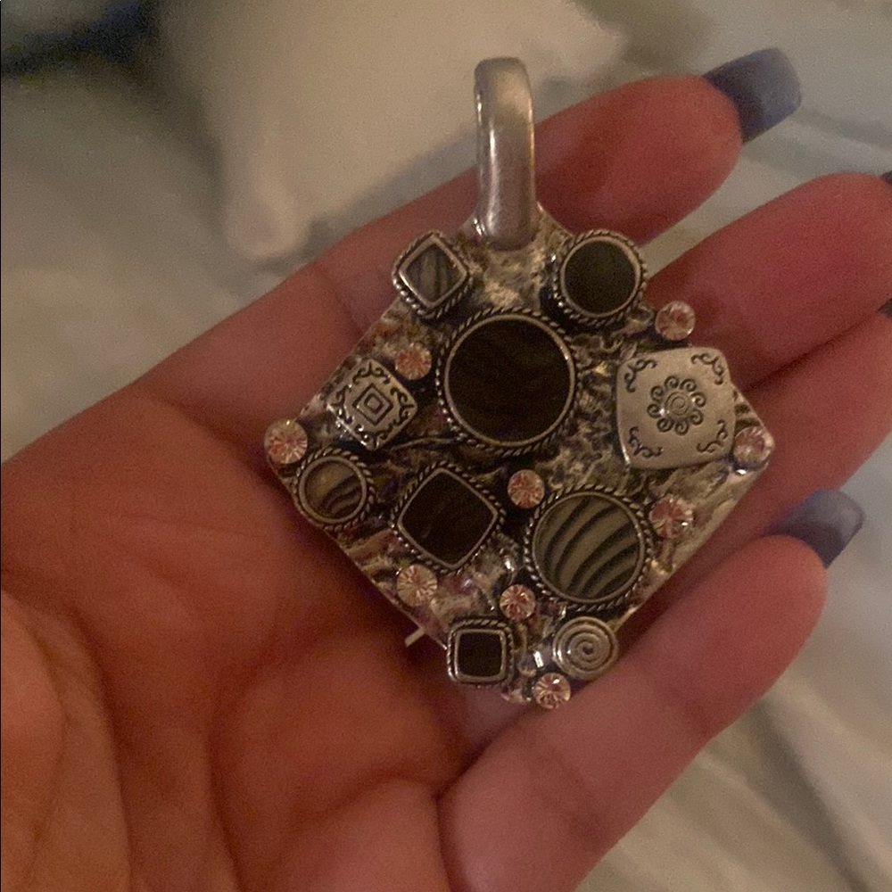 Silver and Black Geometric Pendant
